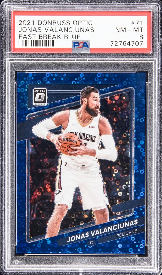 2021-22 Panini Donruss Optic Jonas Valanciunas Fast Break Blue #71 card image