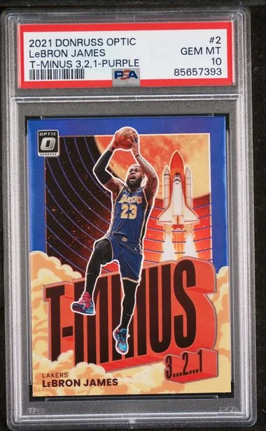 2021-22 Panini Donruss Optic LeBron James T-Minus 3...2...1... Purple #2 card image