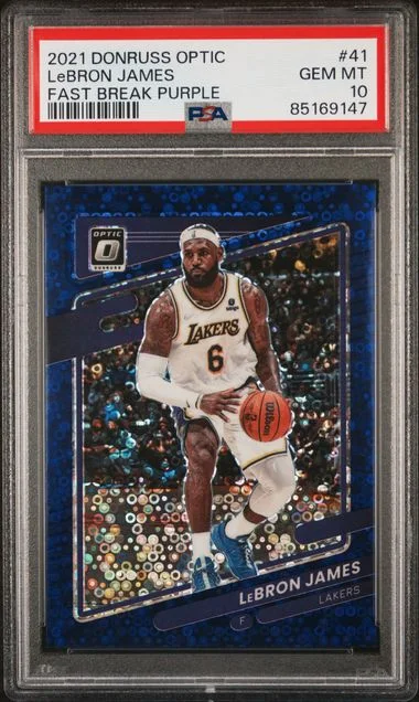 2021-22 Panini Donruss Optic LeBron James Fast Break Purple #41 card image