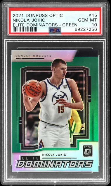 2021-22 Panini Donruss Optic Nikola Jokic Elite Dominators Green #15 card image