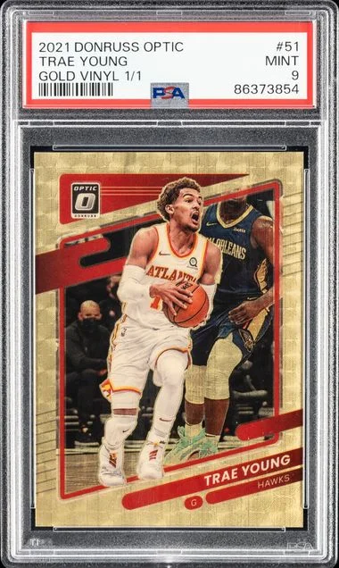 2021-22 Panini Donruss Optic Trae Young Gold Vinyl #51 card image