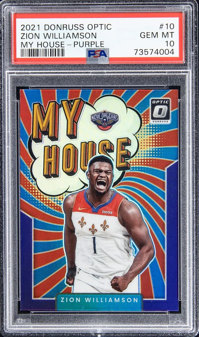 2021-22 Panini Donruss Optic Zion Williamson My House Purple Prizm #10 card image