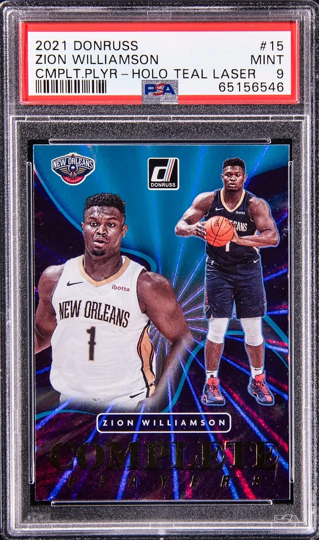 2021-22 Panini Donruss Zion Williamson Magicians Holo Teal Laser #8 card image