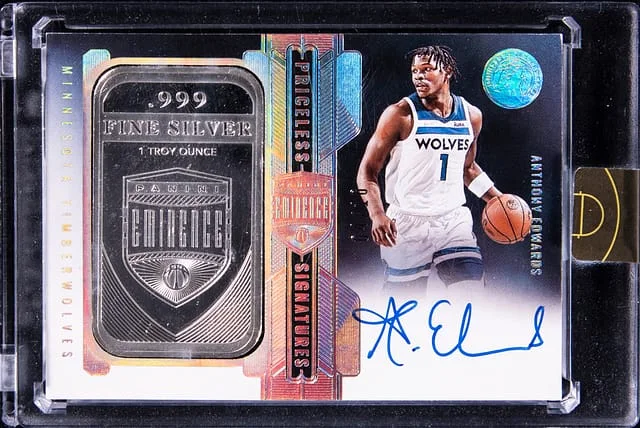 2021-22 Panini Eminence Anthony Edwards Priceless Signatures Silver Bar #PRS-AED card image