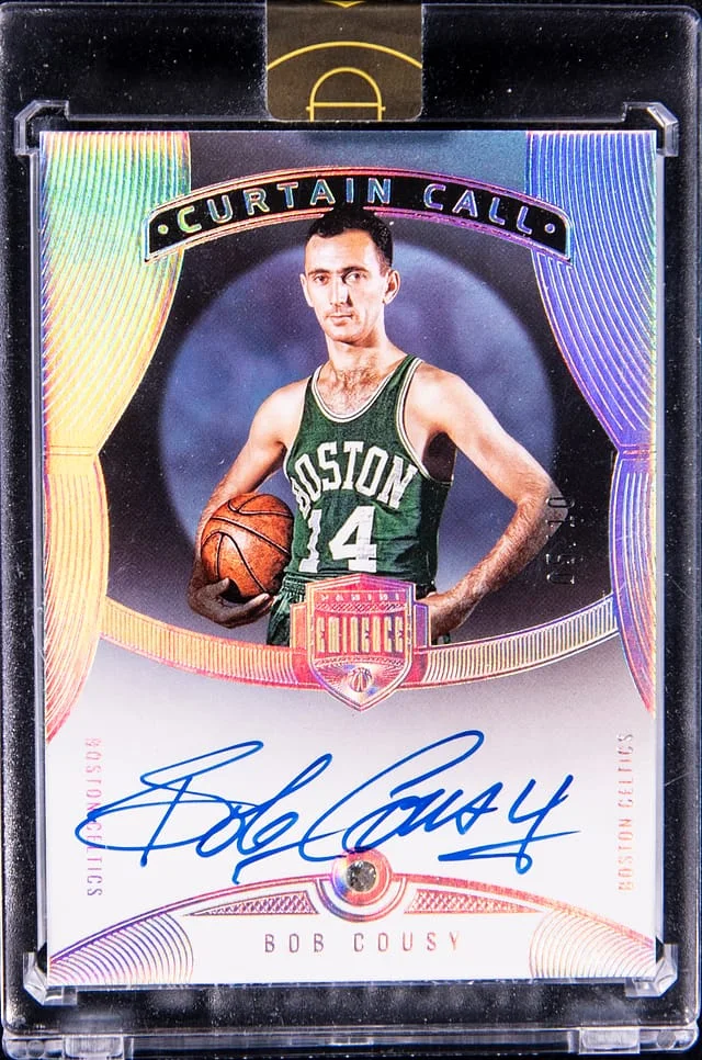 2021-22 Panini Eminence Bob Cousy Curtain Call Diamond Signatures #CCD-BCS card image