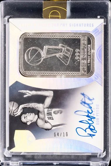2021-22 Panini Eminence Bob Pettit Larry O'Brien Trophy Signatures Silver Bar #LOB-BPT card image