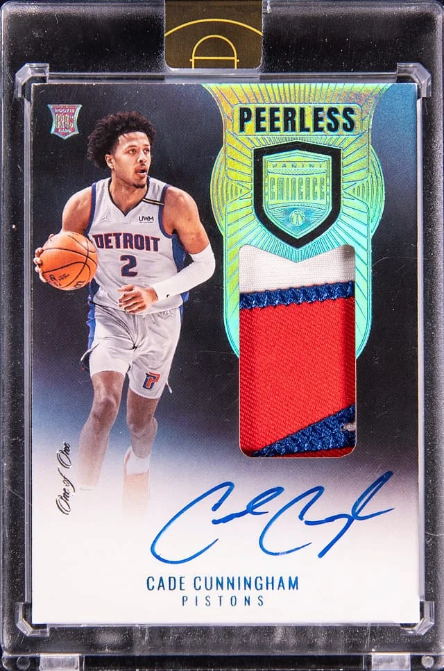 2021-22 Panini Eminence Cade Cunningham Peerless Patch Autographs Platinum #PER-CCU card image
