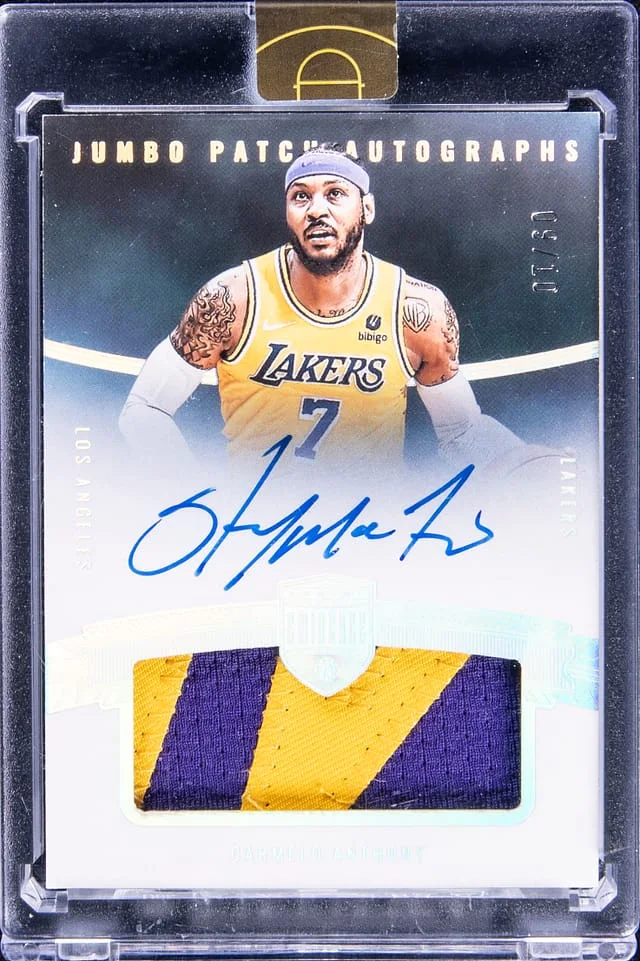 2021-22 Panini Eminence Carmelo Anthony Jumbo Patch Autograph #JPA-CAN card image