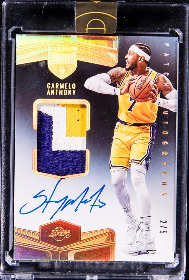 2021-22 Panini Eminence Carmelo Anthony Patch Autographs Gold #PAU-CAN card image