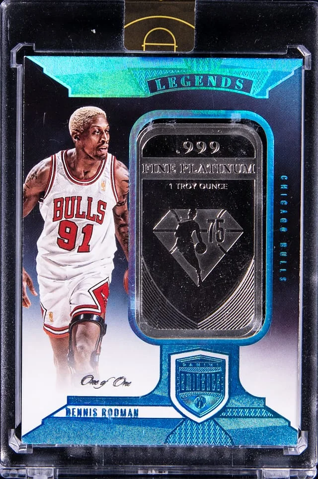 2021-22 Panini Eminence Dennis Rodman Platinum Legends Platinum Bar #LS-DRM card image