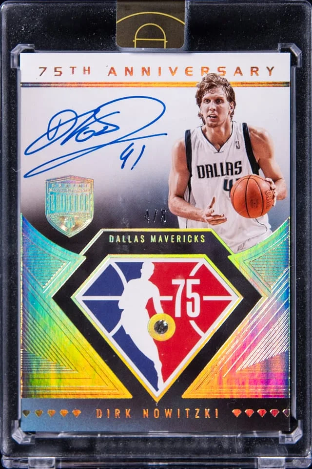 2021-22 Panini Eminence Dirk Nowitzki 75th Anniversary Autograph Gold #75-DNW card image