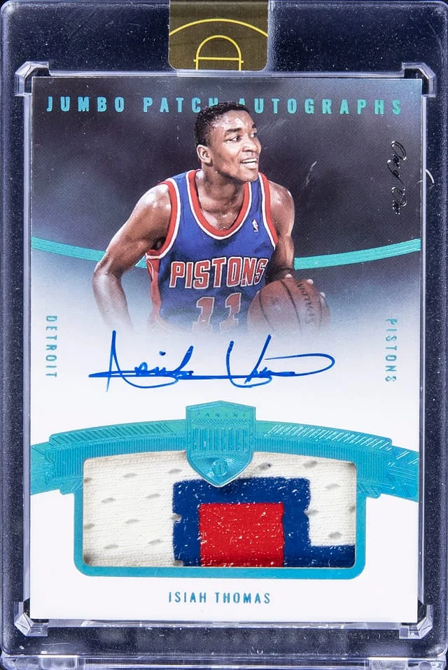 2021-22 Panini Eminence Isiah Thomas Jumbo Patch Autographs Platinum #JPA-IST card image