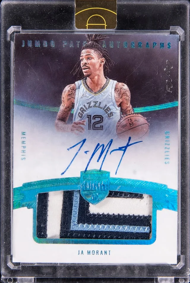 2021-22 Panini Eminence Ja Morant Jumbo Patch Autographs Platinum #JPA-JAM card image