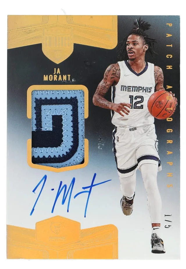 2021-22 Panini Eminence Ja Morant Patch Autographs Gold #PAU-JAM card image