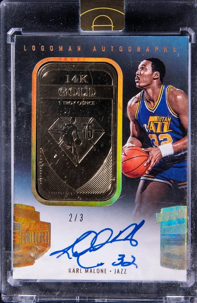 2021-22 Panini Eminence Karl Malone Logoman Autographs Gold Bar #LA-KML card image