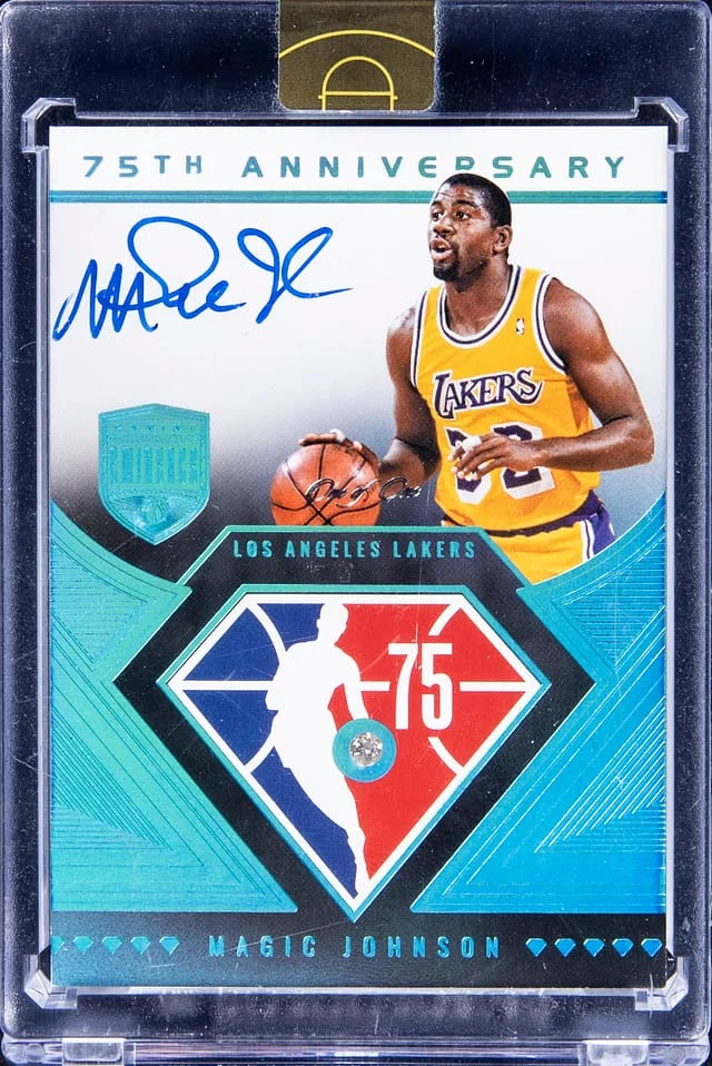 2021-22 Panini Eminence Magic Johnson 75th Anniversary Diamond Signatures Platinum #75-MJO card image