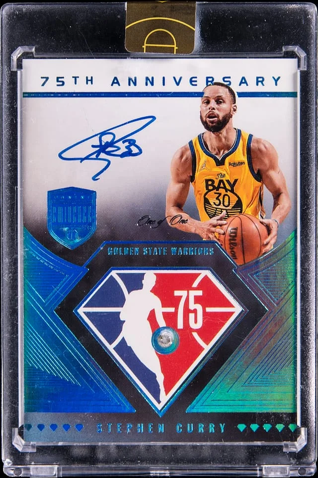 2021-22 Panini Eminence Stephen Curry 75th Anniversary Diamond Signatures Platinum #75-SCU card image