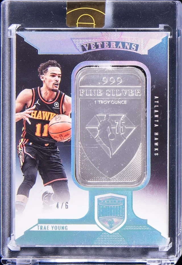 2021-22 Panini Eminence Trae Young Veterans Silver Bar #VS-TYG card image