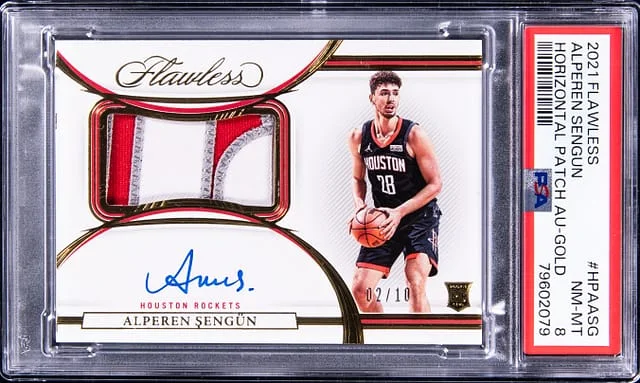 2021-22 Panini Flawless Alperen Sengun Horiztonal Patch Autograph Gold #HPA-ASG card image