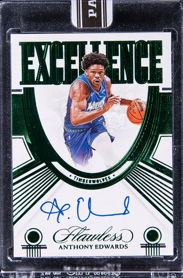 2021-22 Panini Flawless Anthony Edwards Excellence Signatures Emerald '24 Black Box #EXC-AED card image