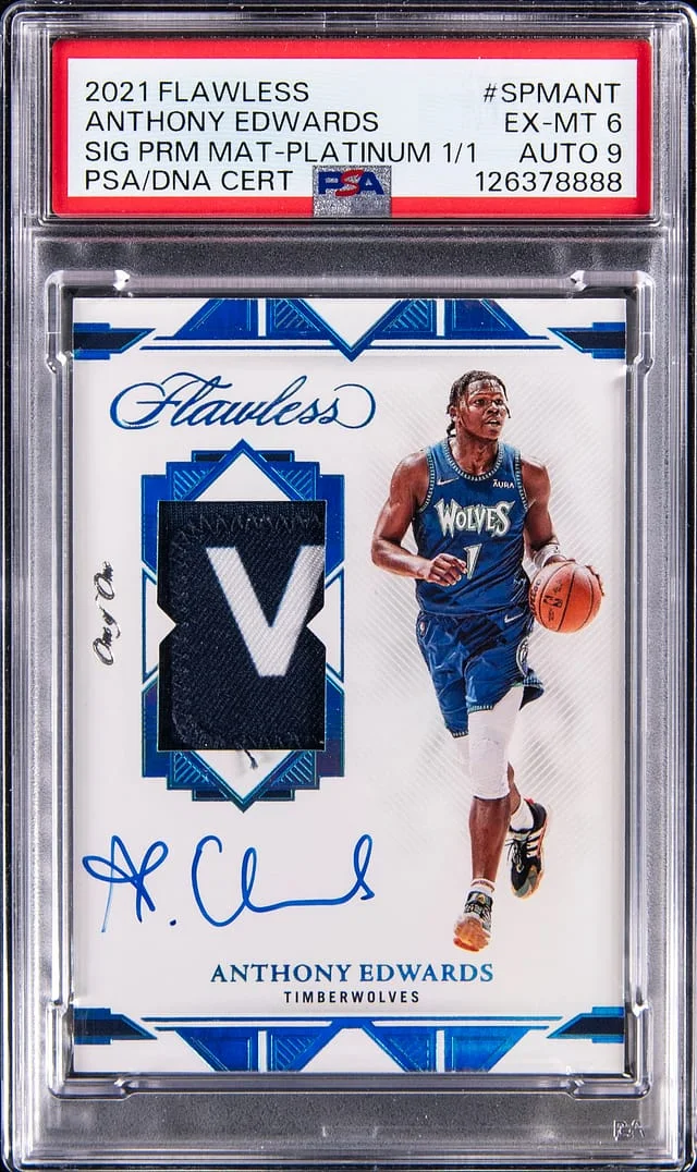 2021-22 Panini Flawless Anthony Edwards Signature Prime Materials Platinum #SPM-ANT card image