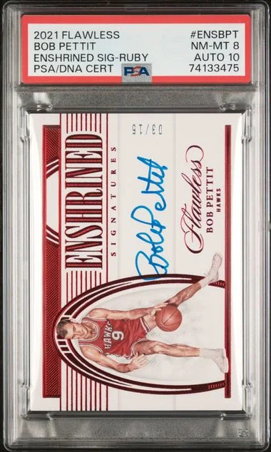 2021-22 Panini Flawless Bob Pettit Enshrined Signatures Ruby #ENS-BPT card image