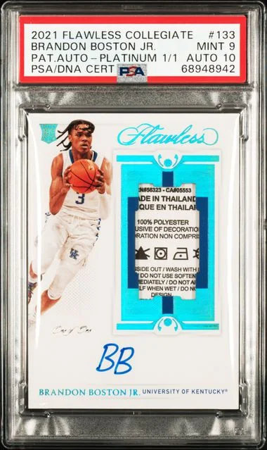 2021-22 Panini Flawless Brandon Boston Jr. Collegiate Patch Autograph (RPA) Platinum #133 card image