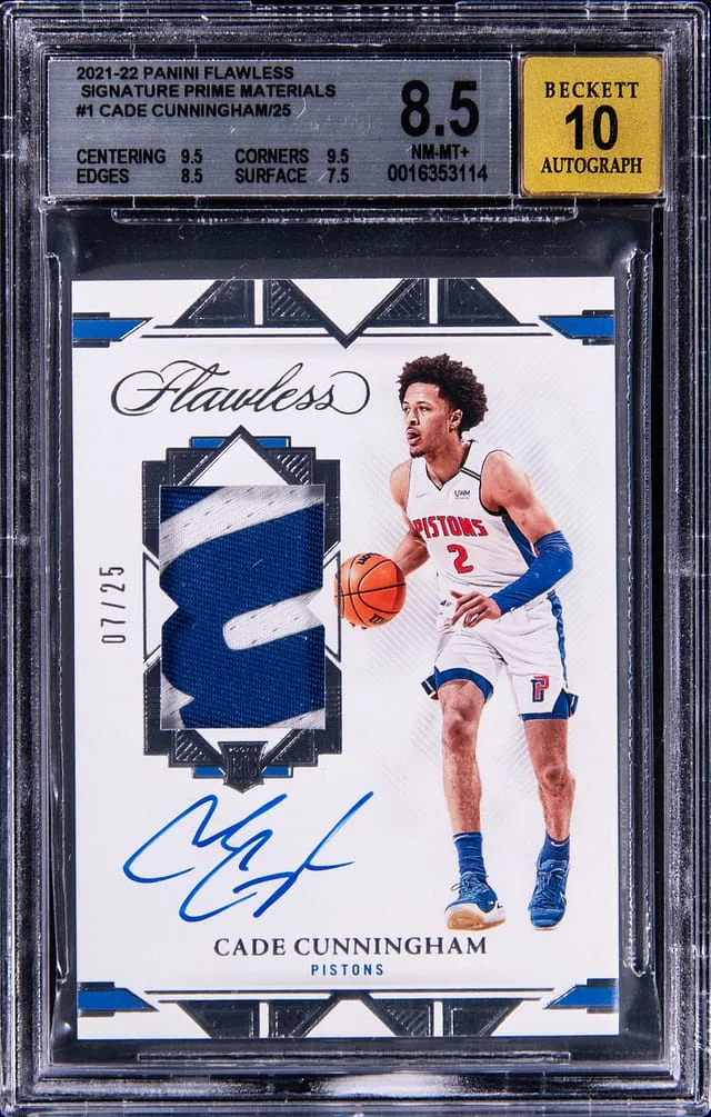 2021-22 Panini Flawless Cade Cunningham Signature Prime Materials #1 card image