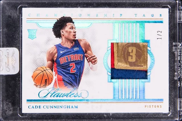 2021-22 Panini Flawless Cade Cunningham Patch - Panini Encased Championship Tags #CT-CCH card image