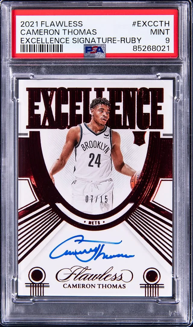2021-22 Panini Flawless Cameron Thomas Excellence Signature Ruby #EXCCTH card image