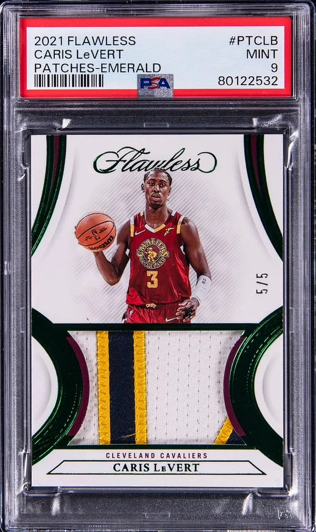 2021-22 Panini Flawless Caris LeVert Patches Emerald #PT-CLB card image