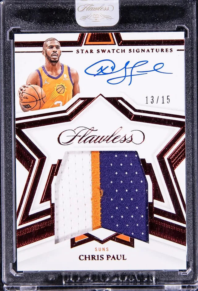 2021-22 Panini Flawless Chris Paul Star Swatch Signatures Ruby #SSS-CP3 card image