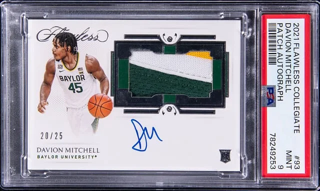 2021-22 Panini Flawless Davion Mitchell Collegiate Patch Autograph (RPA) #93 card image