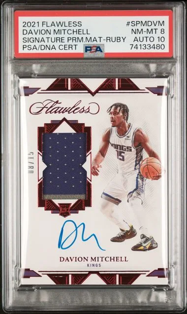 2021-22 Panini Flawless Davion Mitchell Signature Prime Materials Ruby #SPM-DVM card image