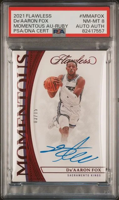 2021-22 Panini Flawless De'Aaron Fox Momentous Autographs Ruby #MMA-FOX card image