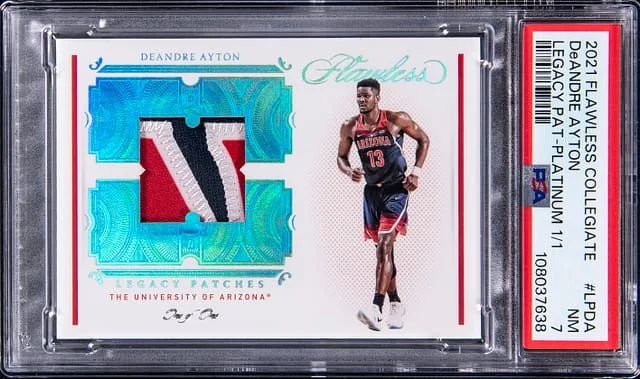 2021-22 Panini Flawless DeAndre Ayton Collegiate Legacy Patches Platinum #LP-DA card image