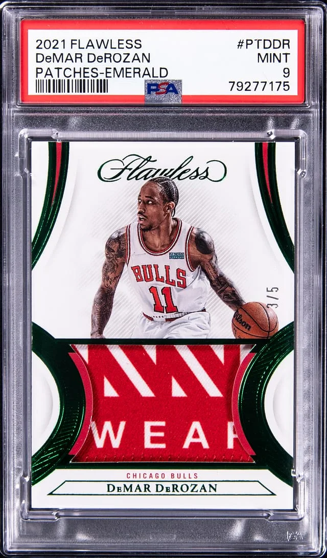 2021-22 Panini Flawless DeMar DeRozen Patches Emerald #PT-DDR card image