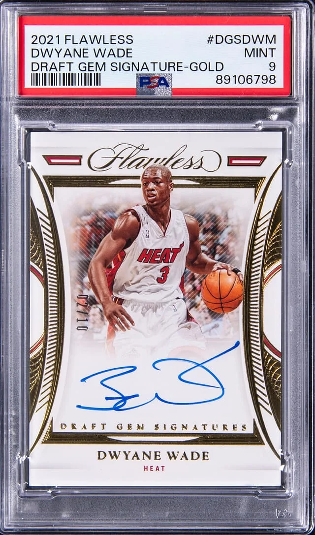 2021-22 Panini Flawless Dwyane Wade Draft Gem Signatures Gold #DGSDWM card image