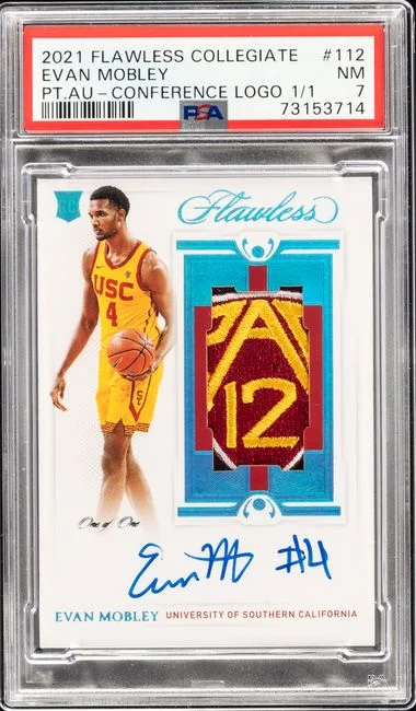 2021-22 Panini Flawless Evan Mobley Collegiate Patch Autograph-Conference Logo #112 card image