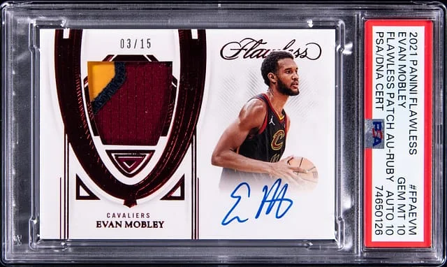 2021-22 Panini Flawless Evan Mobley Patch Autographs Ruby #FPA-EVM card image