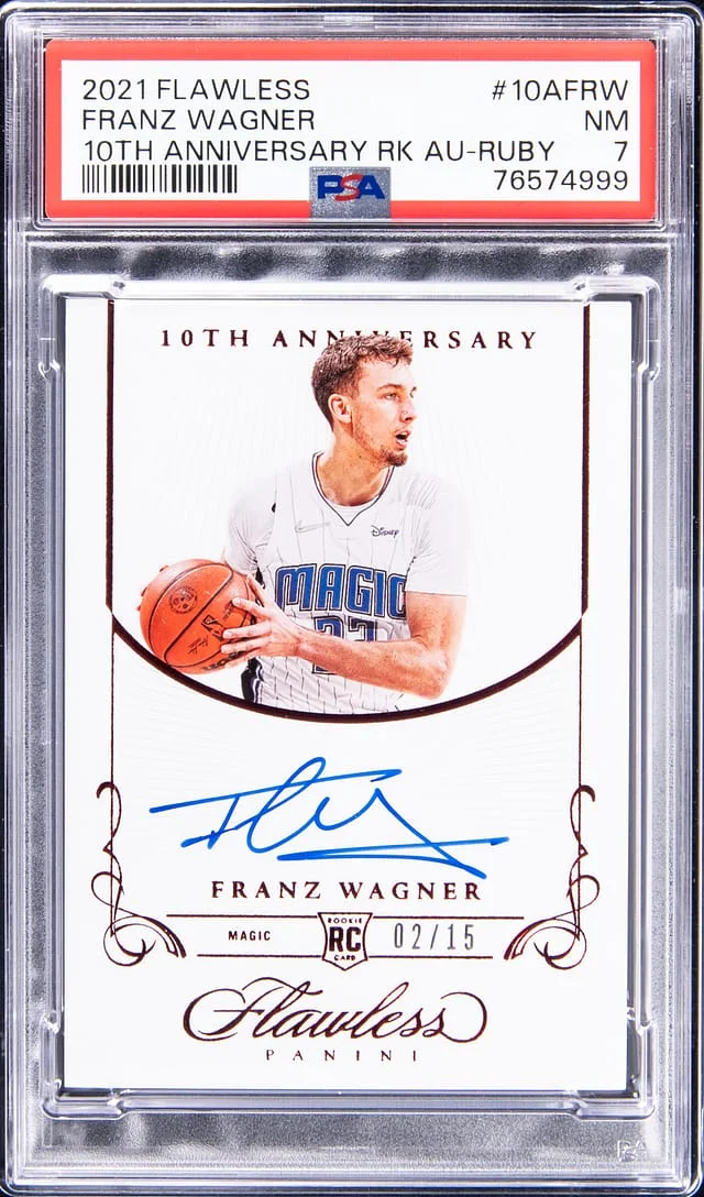 2021-22 Panini Flawless Franz Wagner 10th Anniversary Autograph Ruby #10A-FRW card image