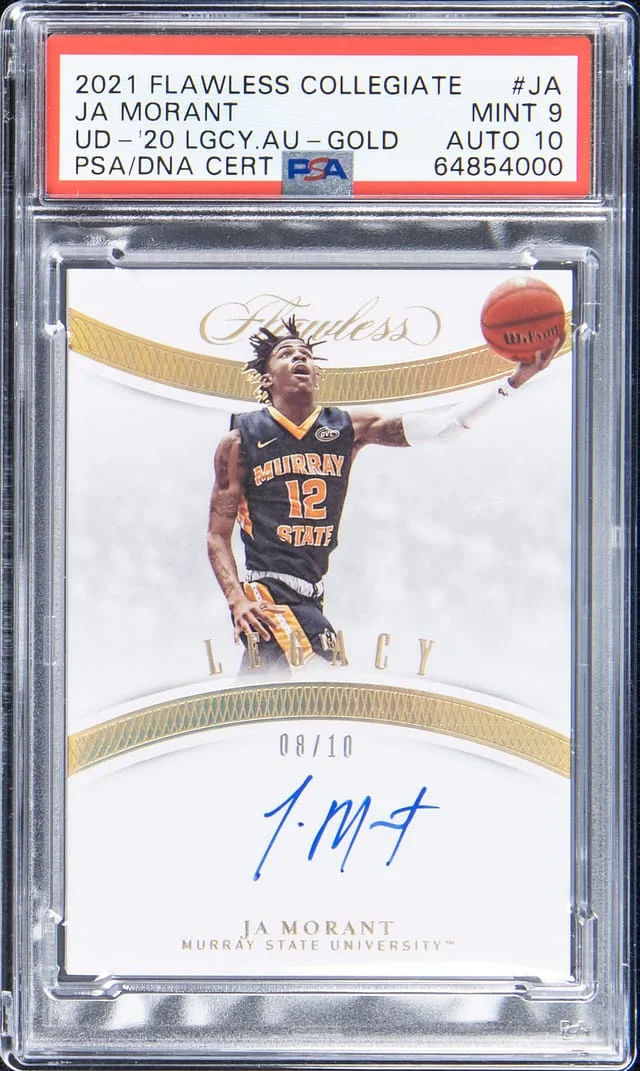 2021-22 Panini Flawless Ja Morant Collegiate Update Legacy Autograph Gold #LA-JA card image
