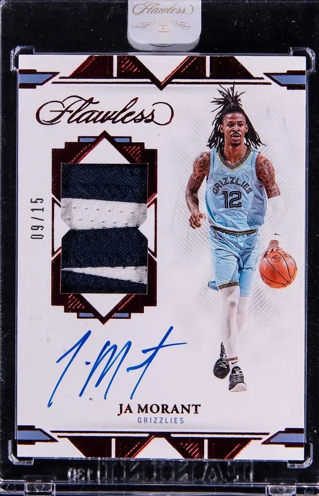 2021-22 Panini Flawless Ja Morant Signature Prime Materials Ruby #SPM-JAM card image