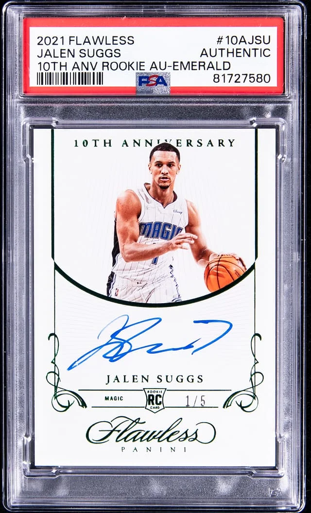 2021-22 Panini Flawless Jalen Suggs 10th Anniversary Autograph Emerald #10A-JSU card image