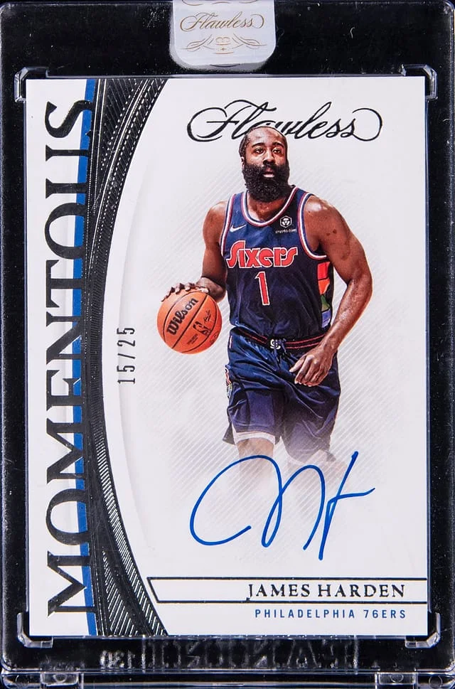 2021-22 Panini Flawless James Harden Momentous Autographs #MMA-JHD card image