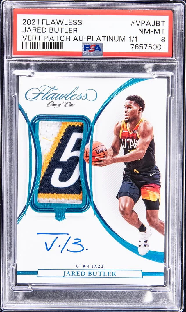 2021-22 Panini Flawless Jared Butler Vertical Patch Autograph Platinum #VPA-JBT card image