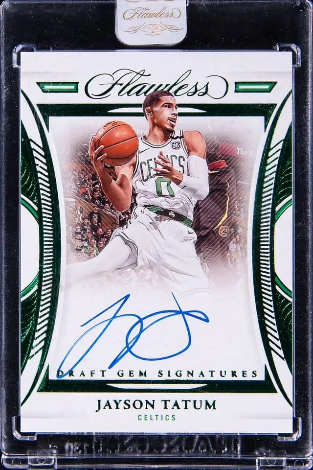 2021-22 Panini Flawless Jayson Tatum Draft Gem Signatures Emerald #DGS-JTB card image