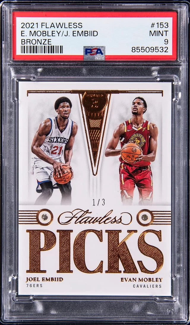 2021-22 Panini Flawless Joel Embiid/Evan Mobley Bronze #153 card image