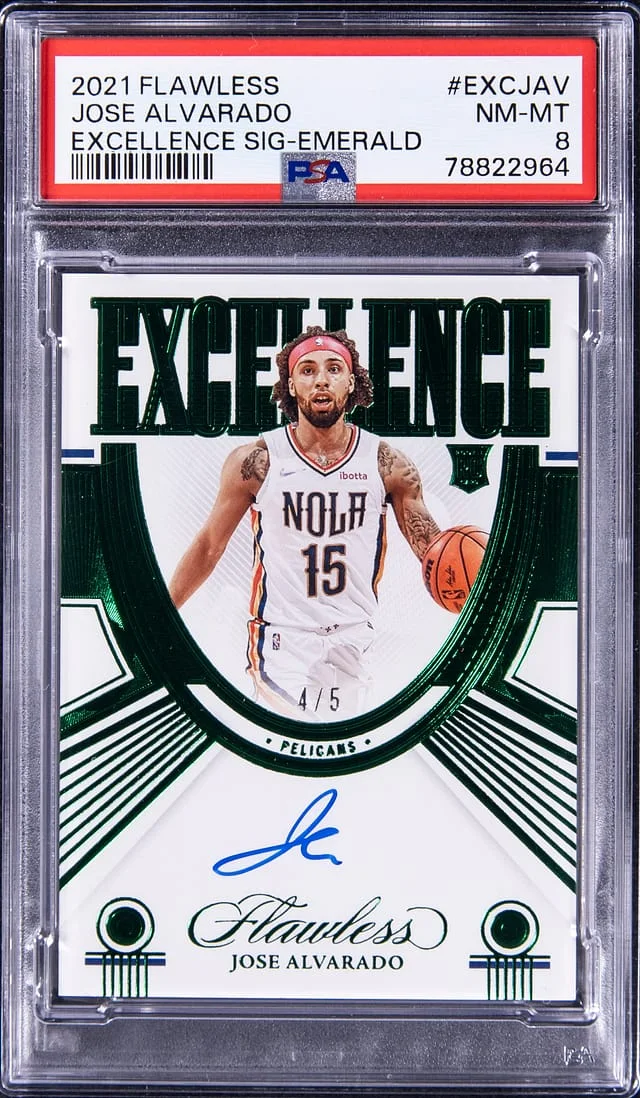 2021-22 Panini Flawless Jose Alvarado Excellence Signature Emerald #EXC-JAV card image