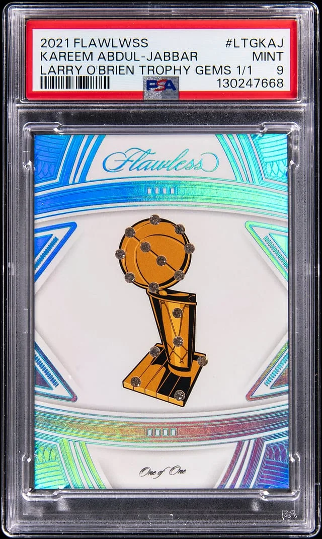 2021-22 Panini Flawless Kareem Abdul-Jabbar Diamond Larry O'Brien Trophy Gems #LTG-KAJ card image